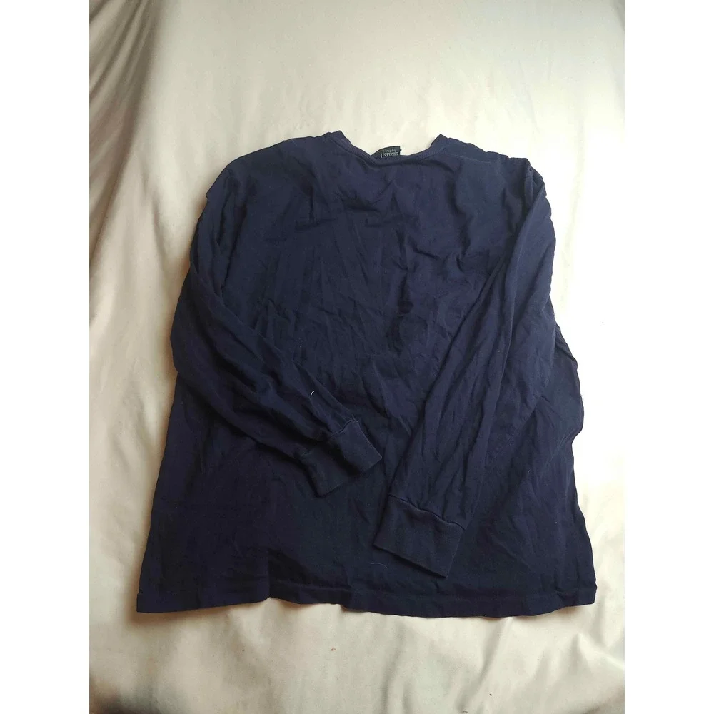 Polo Ralph Lauren Mens Long Sleeve T-Shirt Navy Blue Red Pony Logo Size L